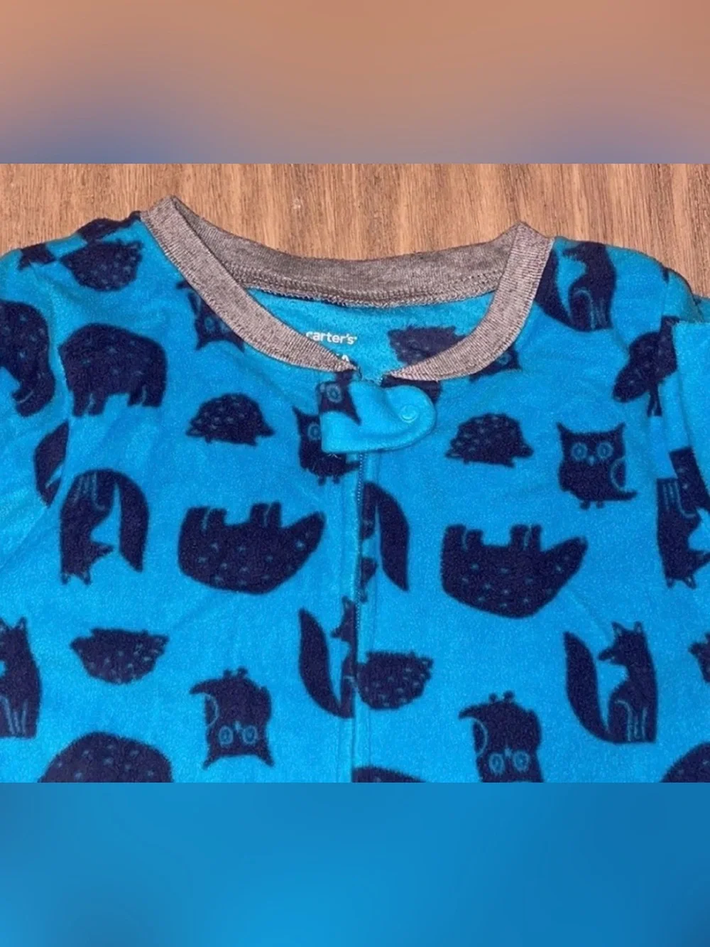 Carter's Bright Blue Animal Print Fleece Footie